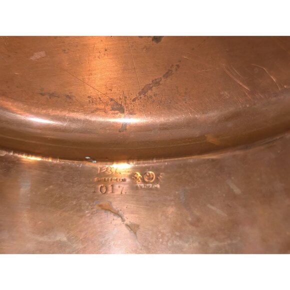 Vintage Sheffield Copper & Pewter Oval Platter 17 inch Colonial - Picture 11 of 16